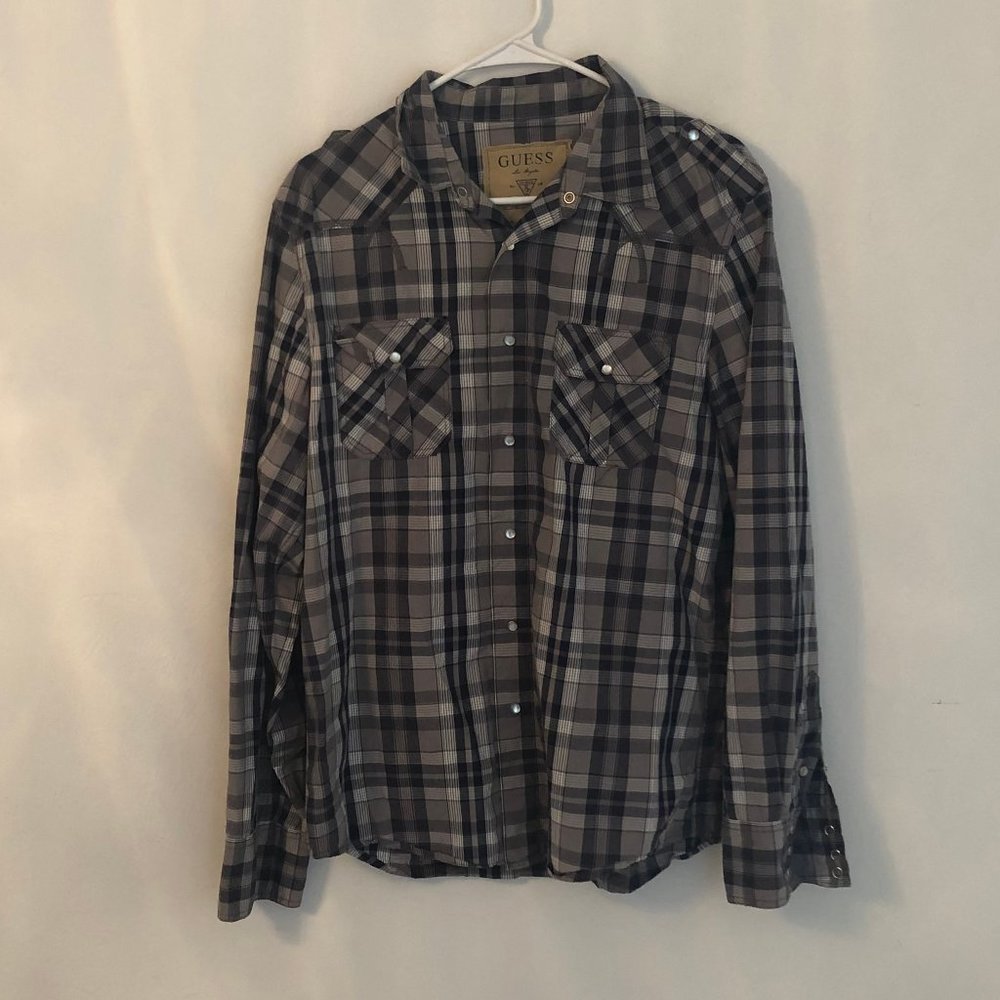 Guess Mens Casual Button Down L/S L